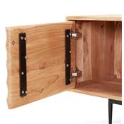 Meuble TV design 'EXPLOR' en bois d'Acacia naturel 3 portes avec pieds en métal thermolaqué noir