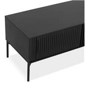 Meuble TV design 'STREAM' en bois noir avec 4 pieds en métal noir - 160 x 45 cm