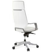 Fauteuil de Bureau design à roulettes 'ATOS' en tissu gris avec pieds en métal