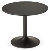 Petite table / table salle de réunion ronde 'Kaza Mini' bois noir pied central métal noir – Ø 90 cm
