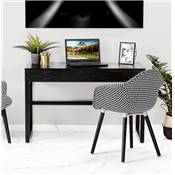 Petit bureau droit / table travail design 2 tiroirs 'BAMBIN' bois et pieds métal noir - 120 x 60 cm