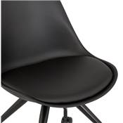 Petite chaise de bureau design à roulettes dossier bas 'SIMPLE' noire avec pieds en métal noir