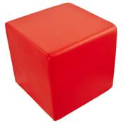 Pouf d'appoint carré rembourré 'KUBE' rouge