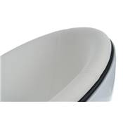 Fauteuil design rond 'Sphere' pivotant blanc pied central en métal chromé