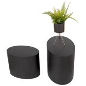 Set de 2 Tables d'appoint guéridons design ovales 'DUO' en bois noir