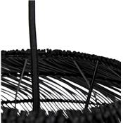 Suspension design demi sphère 'JUNGLE' noire abat jour rotin structure métal réglable en hauteur