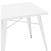 Table de salle à manger carré style industriel 'ALBANE' plateau et pieds en métal blanc - 76 x 76 cm