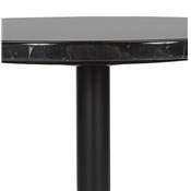 Table d'appoint guéridon design 'MORK' marbre noir nervuré blanc pied central métal noir - Ø 45 cm
