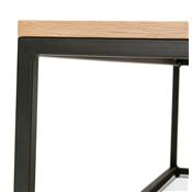 Grande table basse industriel carrée 'FYRKANT' bois finition naturel pieds métal noir - 110 x 110 cm