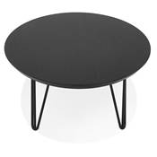 Grande table basse style industriel ovale 'DANA' plateau bois noir pieds en métal noir - 110 x 80 cm