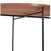 Table d'appoint guéridon design industriel 'METALLISK' plateau noyer 4 pieds métal noir - Ø 45 cm