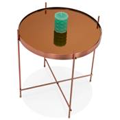 Table d'appoint guéridon pliable 'SMALL ELEMENTO' plateau miroir 4 pieds en métal cuivré - Ø 40 cm