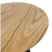 Table d'appoint guéridon ronde 'DUBELZON' tablette bois naturel pied central métal noir - Ø 40 cm