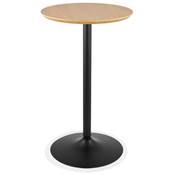 Table de bar haute ronde 'CONTY' en bois naturel avec pied central en métal noir – Ø 60 cm