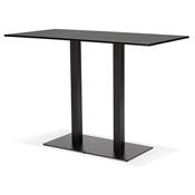 Table de bar Mange-debout design 'TVILLIN' bois noir double pied central métal noir - 160 x 80 cm