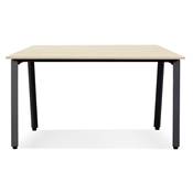 Table de réunion / bureau bench design 'BIG INCONTRO' bois naturel pieds métal noir - 140 x 140 cm