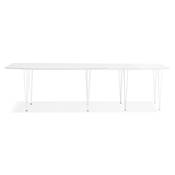 Grande table à diner / réunion extensible 'RYM' blanche 4 pieds métal blanc - 170(270) x 100 cm