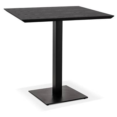 Petite table industriel carré 'FERRO' en bois noir pied central en métal noir – 68 x 68 cm