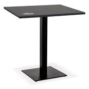 Petite table industriel intérieur / extérieur carrée 'BATTUTO' bois et pied métal noir – 68 x 68 cm