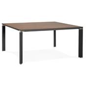 Table réunion / bureau bench design 'BIG AFER XL' noyer pieds métal noir et chromé - 160 x 160 cm
