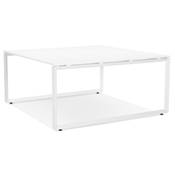 Table de réunion / bureau bench design 'LITTLE MEET' blanc en bois pieds métal blanc - 140 x 140 cm