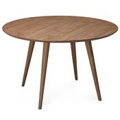 Table à diner / de salle à manger scandinave ronde 'Üméa' plateau et 4 pieds bois noyer – Ø 120 cm