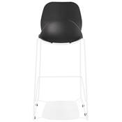 Tabouret de bar empilable design 'GREAT' noir avec pieds tréteaux en métal blanc dossier haut