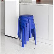 Tabouret bas design de style moderne empilable 'FIORI' en resine bleue foncée