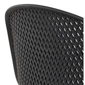 Tabouret de bar design intérieur/extérieur 'RAINY' perforé noir 4 pieds en métal noir dossier haut