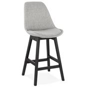 Tabouret snack mi-hauteur 'CHAIRMAN MINI BLACK EDITION' tissu gris clair 4 pieds noir dossier haut