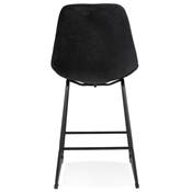 Tabouret de snack mi-hauteur 'GUSTO MINI' velours noir pieds tréteaux en métal noir dossier haut