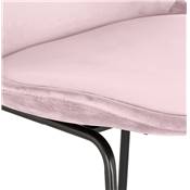 Tabouret de snack mi-hauteur 'GUSTO MINI' velours rose pieds tréteaux en métal noir dossier haut
