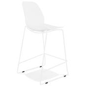 Tabouret de snack mi-hauteur empilable 'GREAT MINI' blanc pieds tréteaux métal blanc dossier haut