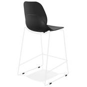 Tabouret de snack mi-hauteur empilable 'GREAT MINI' noir pieds tréteaux en métal blanc dossier haut