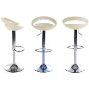 Tabouret de bar réglable design 'Romeo' pivotant blanc avec pied central en métal chromé