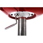 Tabouret de bar réglable design 'Romeo' pivotant rouge avec pied central en métal chromé