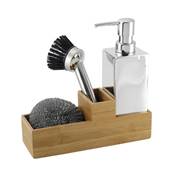 Set cuisine distributeur de savon avec emplacement pour accessoires avec brosse et éponge grattoirs
