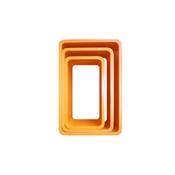 Etagères cubes design rectangulaires modulables en bois laqué orange - Set de 3