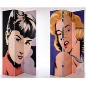 Paravent pop art 'Diva' Audrey Hepburn et Marilyn Monroe