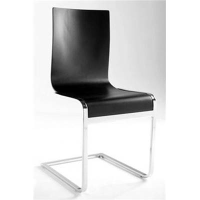 Chaise design 'Klass' en bois noir avec pied chromé