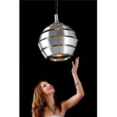 Suspension design 'Space Sphère' en aluminium brossé et gris réglable en hauteur