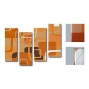Grand tableau quadriptique 'Seventies' marron