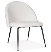 Fauteuil design 'ART' en tissu bouclé blanc avec 4 pieds en métal noir