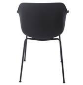 Chaise design à accoudoirs 'CONCEPT' noire àvec 4 pieds en métàl noir