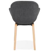Chaise design scandinave à accoudoirs 'Read' en tissu gris anthracite avec 4 pieds en bois naturel