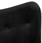 Fauteuil à oreilles capitonné design 'ELEGAN' en velours noir pieds en bois noir