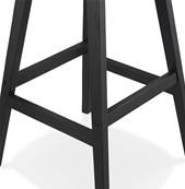 Tabouret de bar design scandinave 'Chairman Black Edition' en tissu bouclé blanc avec 4 pieds en bois noir et dossier haut
