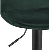 Tabouret de bar réglable 'LUSSO' pivotant velours vert pied et repose pieds métal noir dossier haut
