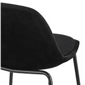 Tabouret de bar design style baroque 'Tekno' en velours noir 4 pieds en métal noir et dossier haut