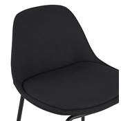 Tabouret de snack mi-hauteur style baroque 'Tekno Mini' tissu noir 4 pieds métal noir dossier haut